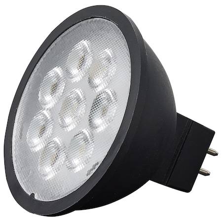 Satco 6.5 Watt MR16 LED - Black Finish - 3000K - GU5.3 Base - 500 Lumens - 12 Volt - Hologen S11398